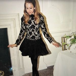 Antonio Melanie x Born on Fifth Gemma Lace Taffeta Mock Neck Long Sleeve Dress